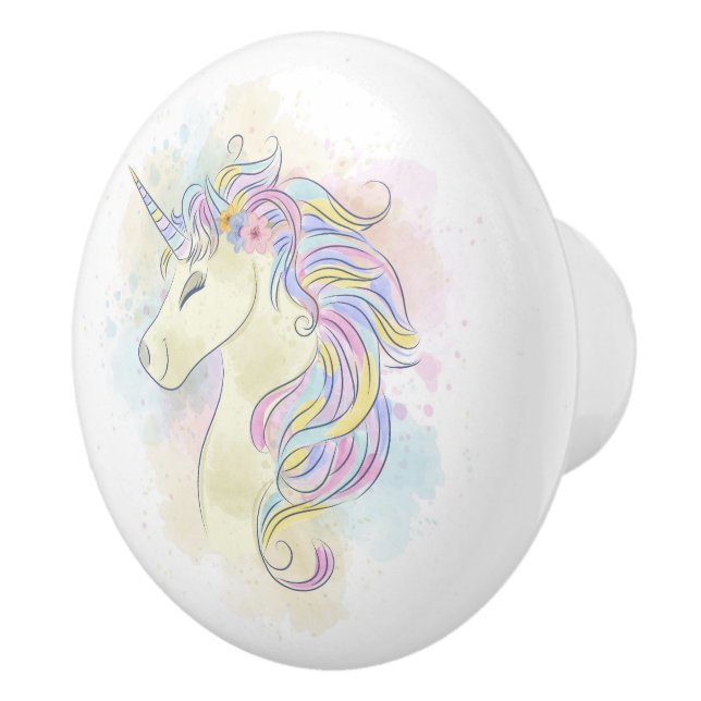 Bouton De Porte En Céramique Aquarelle Unicorne Ceramic Pull (Droite)