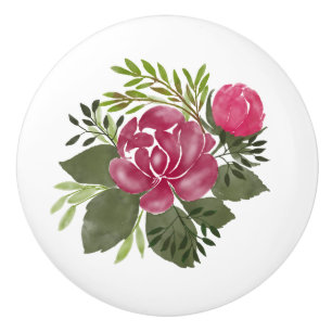 Bouton De Porte En Céramique Aquarelle vintage Rose Rose céramique Tirage