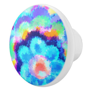 Bouton De Porte En Céramique Aquarelles bleues colorées