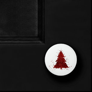 Bouton De Porte En Céramique Arbre de Noël classique Festive Rich Crimson Rou
