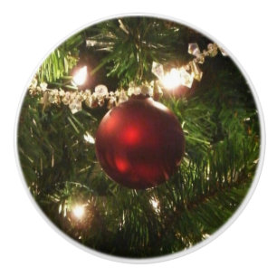 Bouton De Porte En Céramique Arbre de Noël I Vacances Plutôt vert et rouge