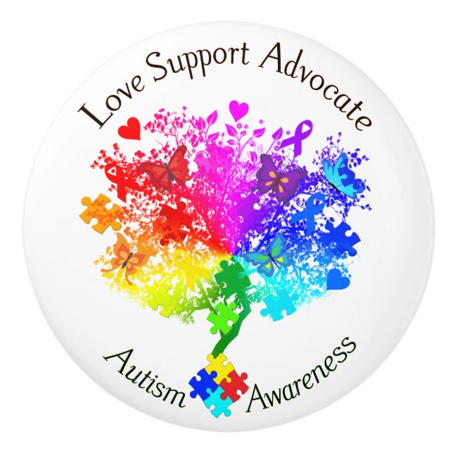 Bouton De Porte En Céramique Arbre de spectre autistique (Devant)