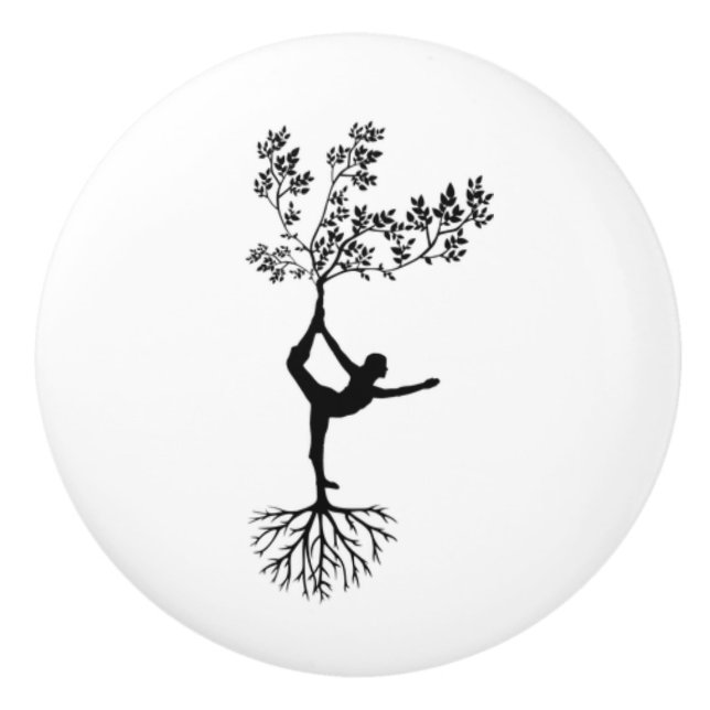 Bouton De Porte En Céramique Arbre de Yoga Racines Céramique Drawer Cabinet Kno (Devant)