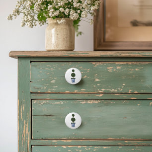 Bouton De Porte En Céramique Arbre topiaire double en chinoiserie