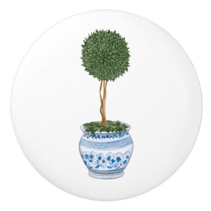 Bouton De Porte En Céramique Arbre topiaire unique en chinoiserie