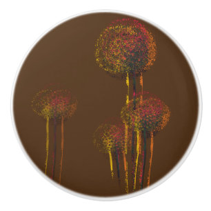Bouton De Porte En Céramique Arbres Abstraits à fleurs d'automne
