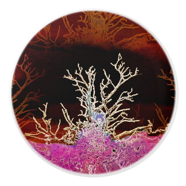 BOUTON DE PORTE EN CÉRAMIQUE ARBRES D'HIVER (Devant)