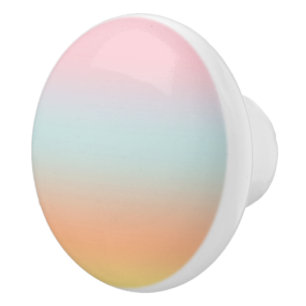 Bouton De Porte En Céramique Arc-en-ciel Ombre bleu rose Peach