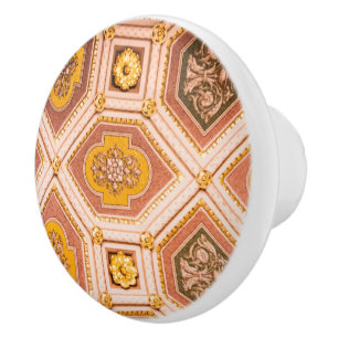 Bouton De Porte En Céramique Architecture hongroise rose jaune
