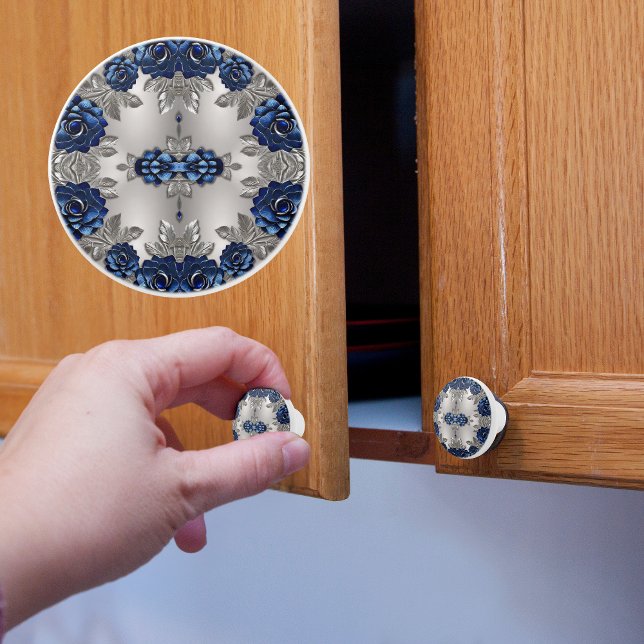 Bouton De Porte En Céramique Argent et Saphir (Créateur téléchargé)
