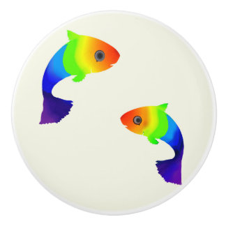 Bouton De Porte En Céramique Armoire de poisson arc-en-ciel