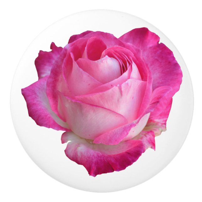 Bouton De Porte En Céramique Armoire de tiroirs rose florale brassée (Devant)
