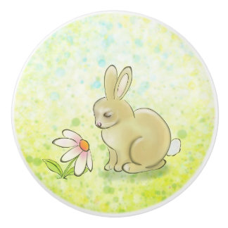 Bouton De Porte En Céramique Armoire lapin mignonne / Tiroir