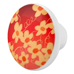 Bouton De Porte En Céramique Armoire rouge orange et crème