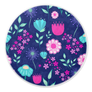 Bouton De Porte En Céramique Arrière - plan à motif floral mignon