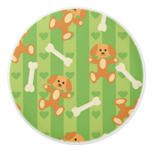 Bouton De Porte En Céramique arrière - plan avec des chiens et des os