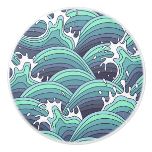 Bouton De Porte En Céramique Arrière - plan décoratif de vague de mer