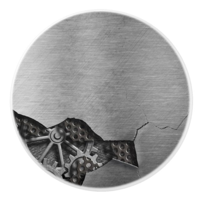 Bouton De Porte En Céramique Arrière - plan en métal avec des dommages (Devant)