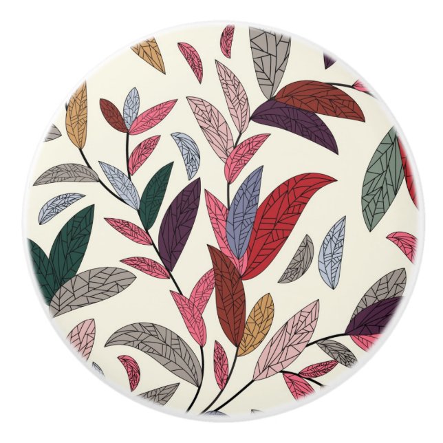 Bouton De Porte En Céramique Arrière - plan floral (Devant)