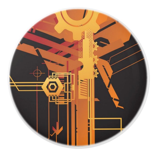 Bouton De Porte En Céramique Arrière - plan tramé technique (Devant)