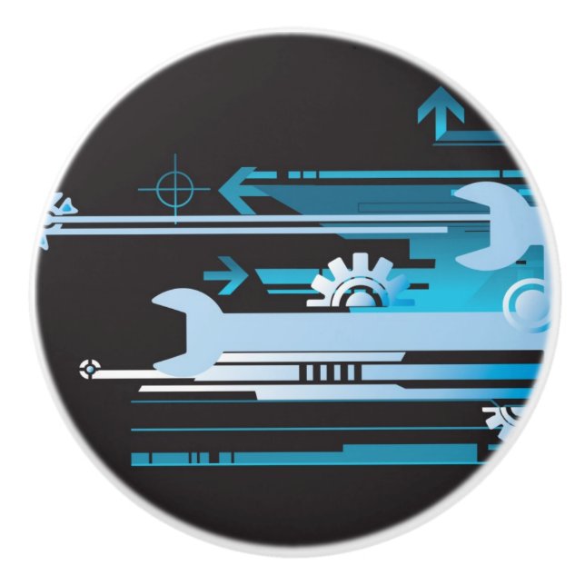 Bouton De Porte En Céramique Arrière - plan tramé technique 3 (Devant)