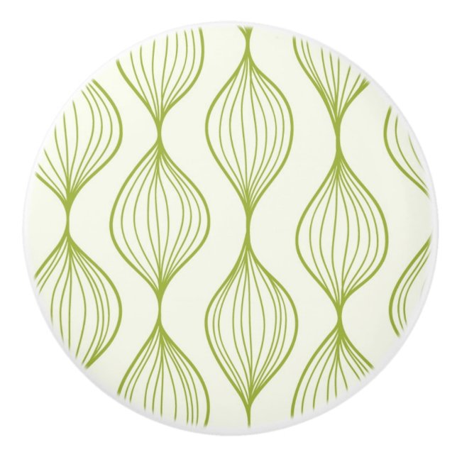 Bouton De Porte En Céramique Arrière - plan vertical vert de motif d'ogee (Devant)