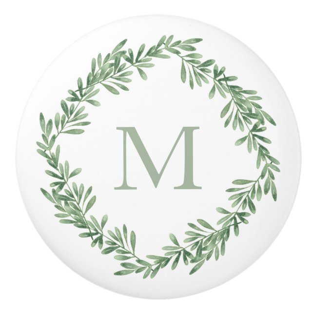 Bouton De Porte En Céramique Arrosage Rosemary Wreath (Devant)