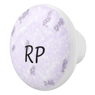 Bouton De Porte En Céramique Art à paillettes violet avec votre initiale