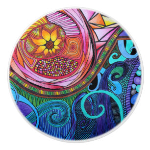 Bouton De Porte En Céramique Art Abstrait coloré moderne