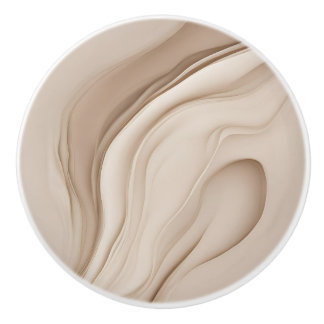 Bouton De Porte En Céramique Art Abstrait Faux Relief Beige