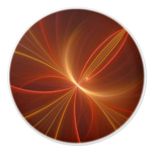 Bouton De Porte En Céramique Art abstrait fractal mystique Couleurs chaudes mod