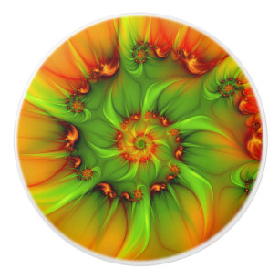 Bouton De Porte En Céramique Art abstrait moderne fractal coloré psychédélique