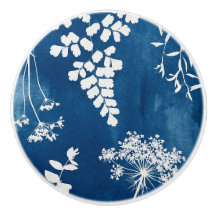 Art botanique de fougère au cyanotype bleu indigo