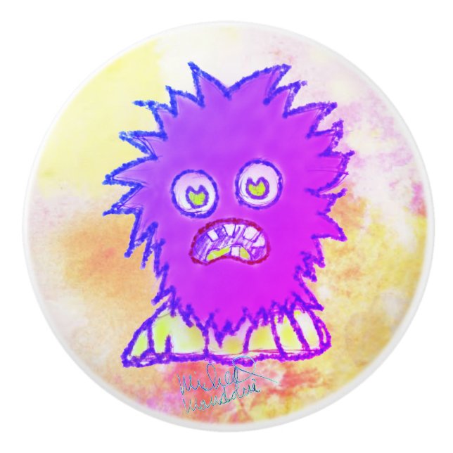 Bouton De Porte En Céramique Art by Micheal Purple Jeek Ceramic Pull (Devant)