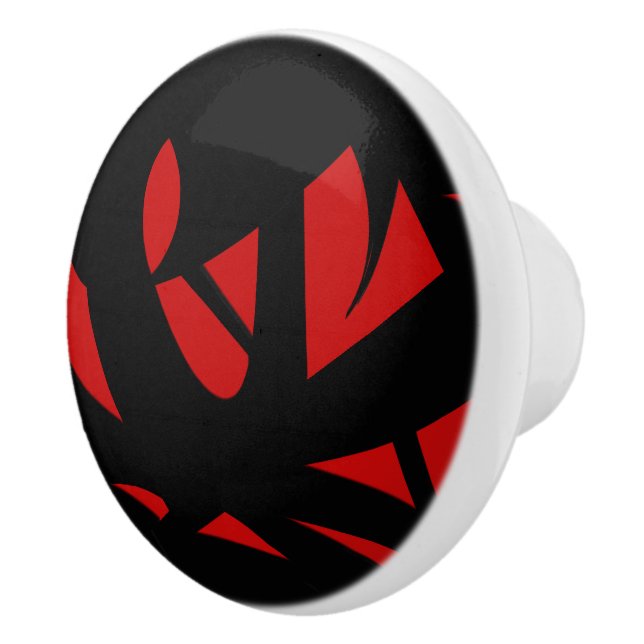 Bouton De Porte En Céramique Art contemporain Rouge / Noir (Droite)
