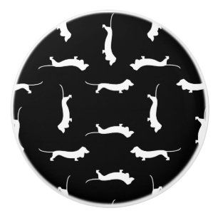 Bouton De Porte En Céramique Art de chien de saucisse de motif d'impression de