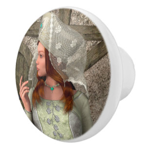 Bouton De Porte En Céramique Art de la Renaissance Princesse Médiévale Vintage