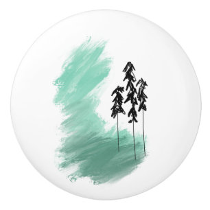 Bouton De Porte En Céramique art de l'arbre vert scandinave simple moderne ment
