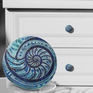 Bouton De Porte En Céramique art de mosaïque coquille de nautile