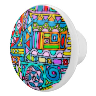 Bouton De Porte En Céramique Art de motif peint à la main et numériquement 53