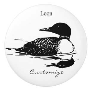 Bouton De Porte En Céramique Art de plongeur oiseau nageant Loon Thunder_Cove
