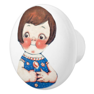 Bouton De Porte En Céramique Art de poupée vintage adorable 