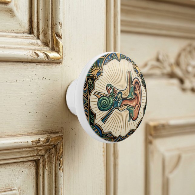 Bouton De Porte En Céramique Art Deco Anatomical Ear Laryngology  (Créateur téléchargé)
