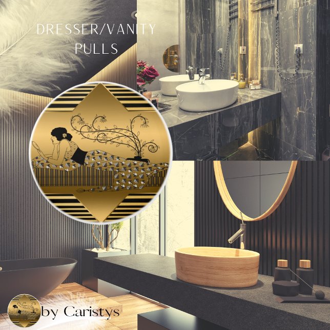 Bouton De Porte En Céramique Art Déco Bronze Black Lady Relaxant (Créateur téléchargé)