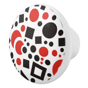 Bouton De Porte En Céramique Art déco moderne rouge et noir