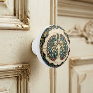 Bouton De Porte En Céramique Art déco Poumons anatomiques Pneumologie