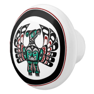 Bouton De Porte En Céramique Art du nord-ouest Thunderbird de Haida de Côte