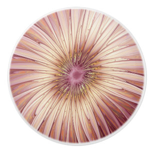 Bouton De Porte En Céramique Art floral fractal abstrait et nuances de bordeaux