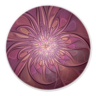 Bouton De Porte En Céramique Art floral fractal moderne abstrait couleurs de ba