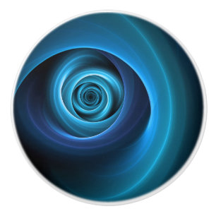 Bouton De Porte En Céramique Art fractal abstrait moderne aux couleurs bleues e